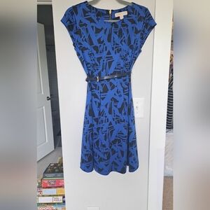 Michael Kors Blue and Black Dress with Gold Zipper